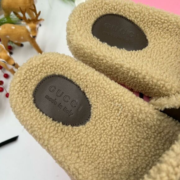 Men’s Gucci x Northface shearling slides size 9 made in Italy - Picture 2 of 8
